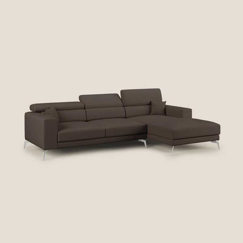 Blade Canapé d'angle avec têtières inclinables en tissu imperméable T13 marron