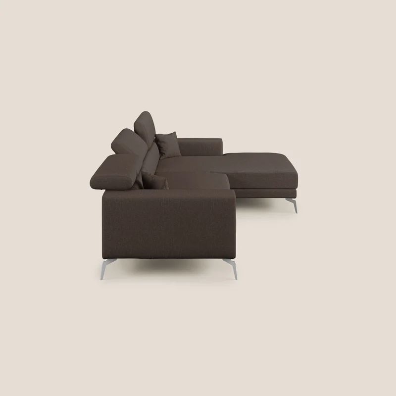 Blade Canapé d'angle avec têtières inclinables en tissu imperméable T13 marron