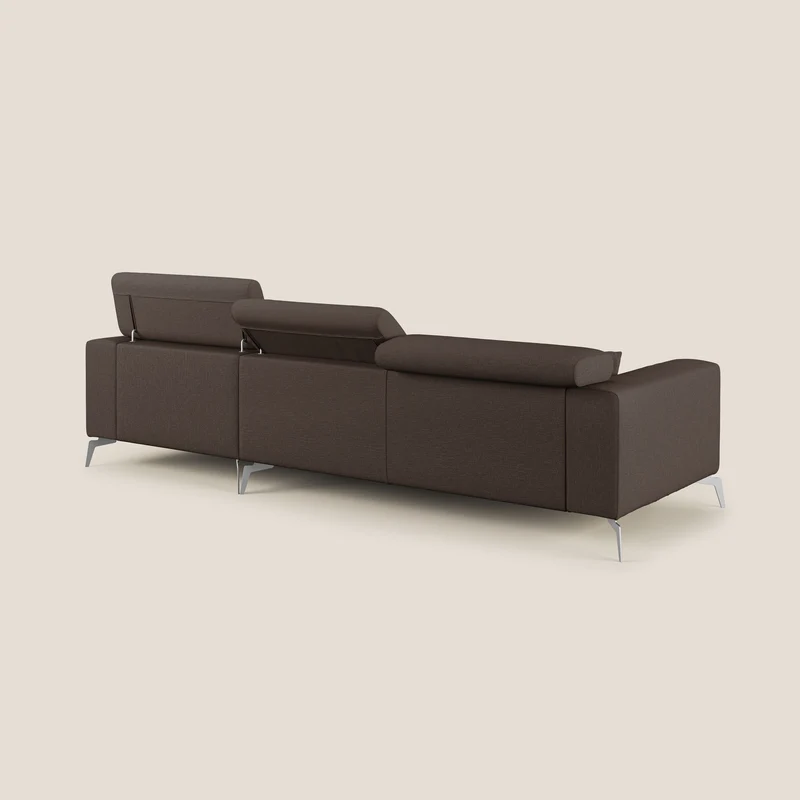 Blade Canapé d'angle avec têtières inclinables en tissu imperméable T13 marron