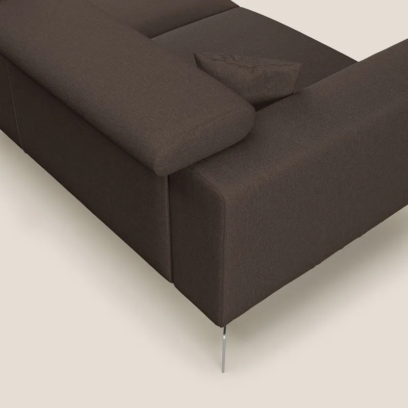 Blade Canapé d'angle avec têtières inclinables en tissu imperméable T13 marron