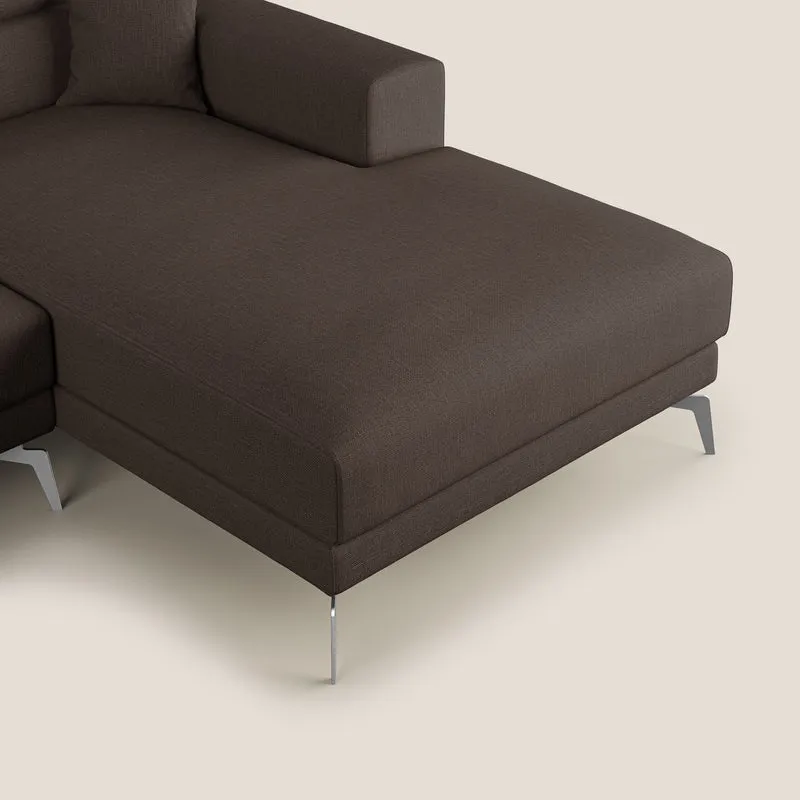Blade Canapé d'angle avec têtières inclinables en tissu imperméable T13 marron
