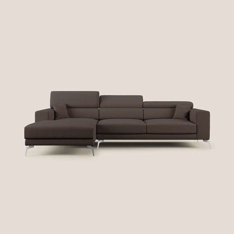 Blade Canapé d'angle avec têtières inclinables en tissu imperméable T13 marron