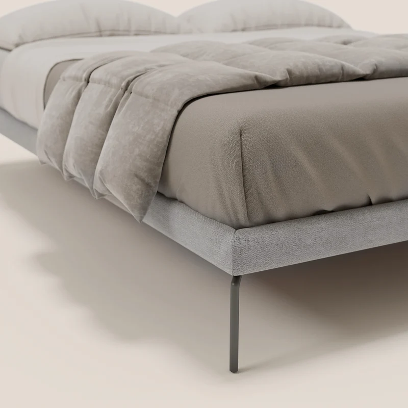 Ring sommier déhoussable avec pieds H 24cm en tissu imperméable T14 gris clair
