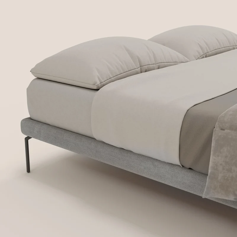 Ring sommier déhoussable avec pieds H 24cm en tissu imperméable T14 gris clair