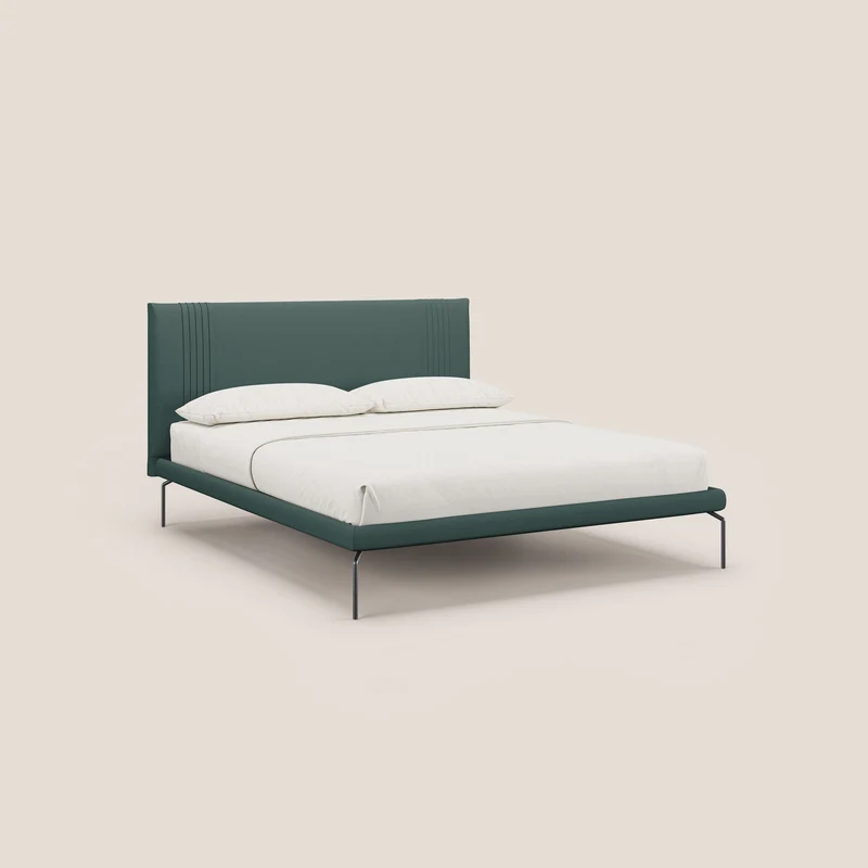 Finn lit rembourré avec pieds hauts en métal en tissu détachable T05 vert