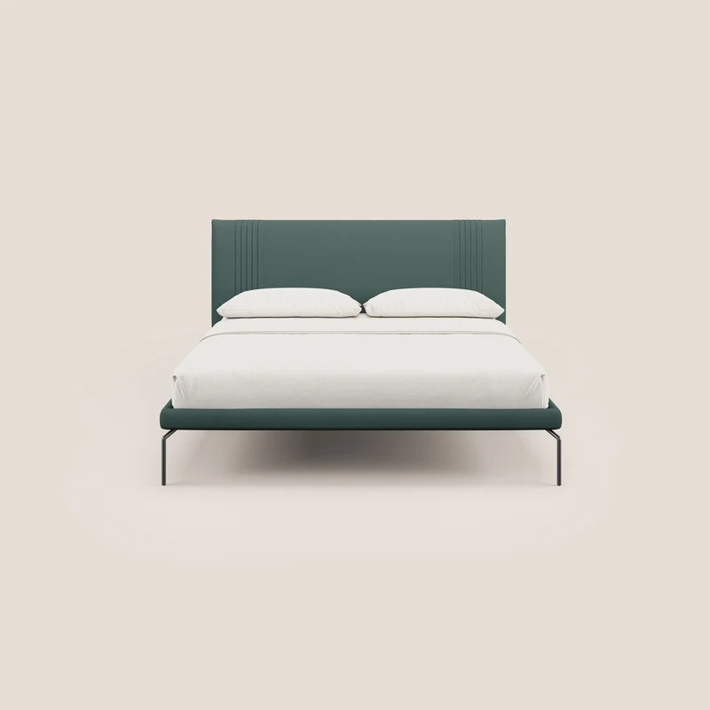 Finn lit rembourré avec pieds hauts en métal en tissu détachable T05 vert