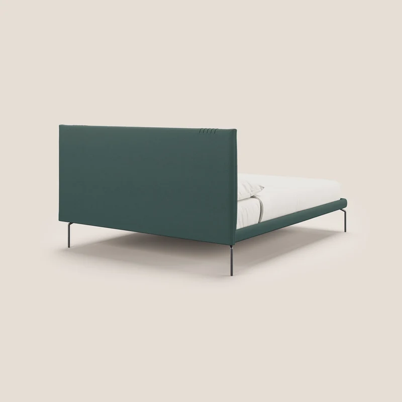 Finn lit rembourré avec pieds hauts en métal en tissu détachable T05 vert