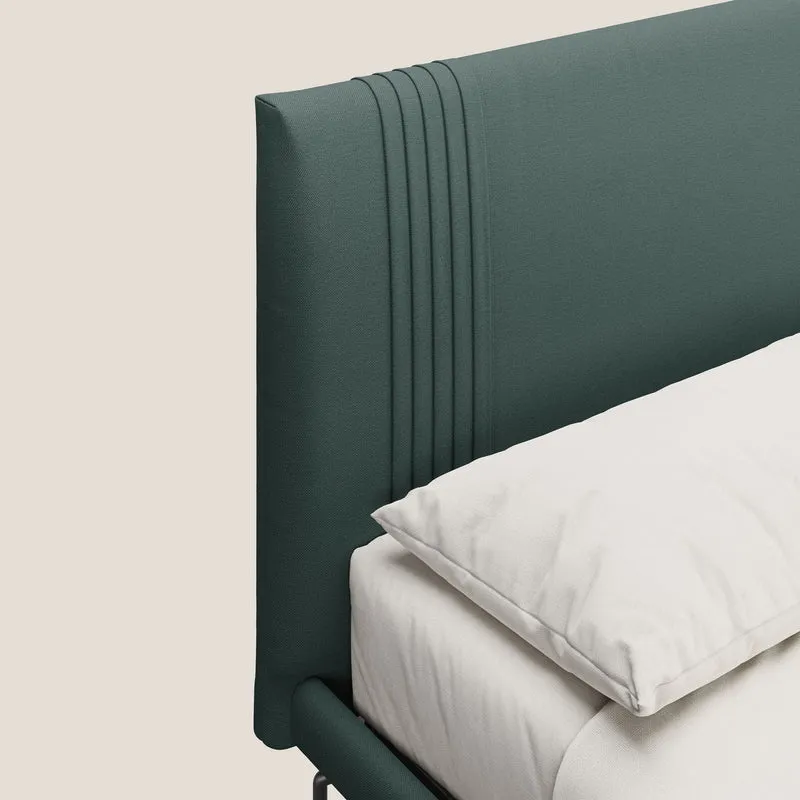Finn lit rembourré avec pieds hauts en métal en tissu détachable T05 vert