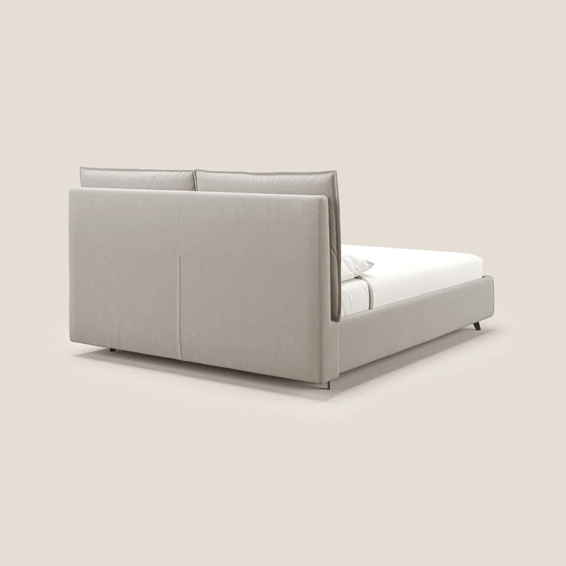 Nives lit rembourré avec coffre déhoussable en microfibre velours imperméable T09 Taupe tortora