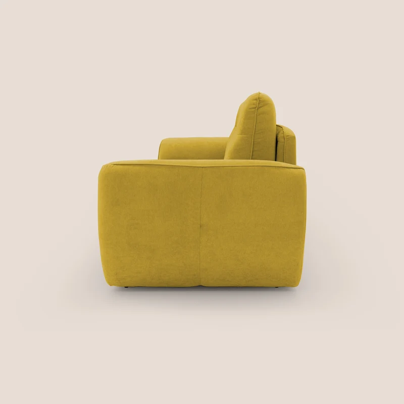 Zeus Canapé convertible scandinave avec dossier haut et matelas H18 cm en tissu imperméable T02 jaune
