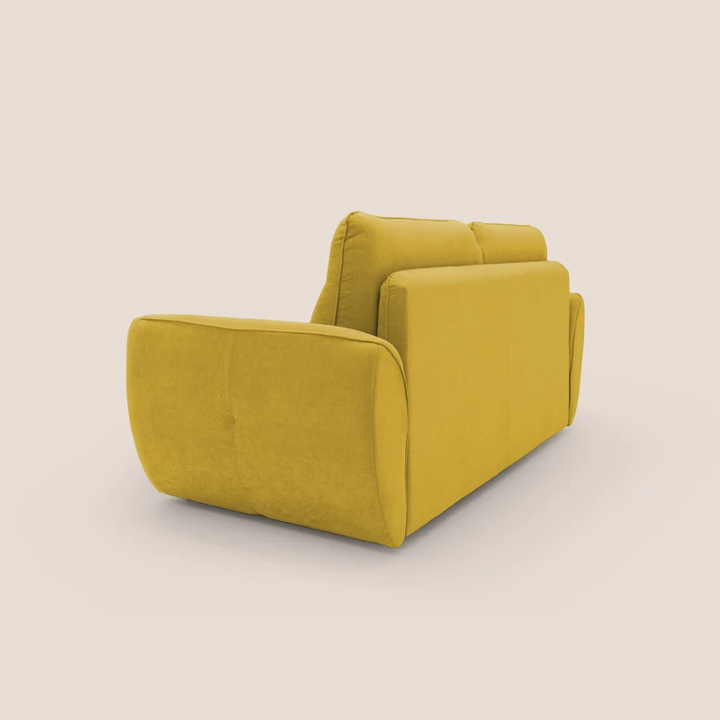 Zeus Canapé convertible scandinave avec dossier haut et matelas H18 cm en tissu imperméable T02 jaune