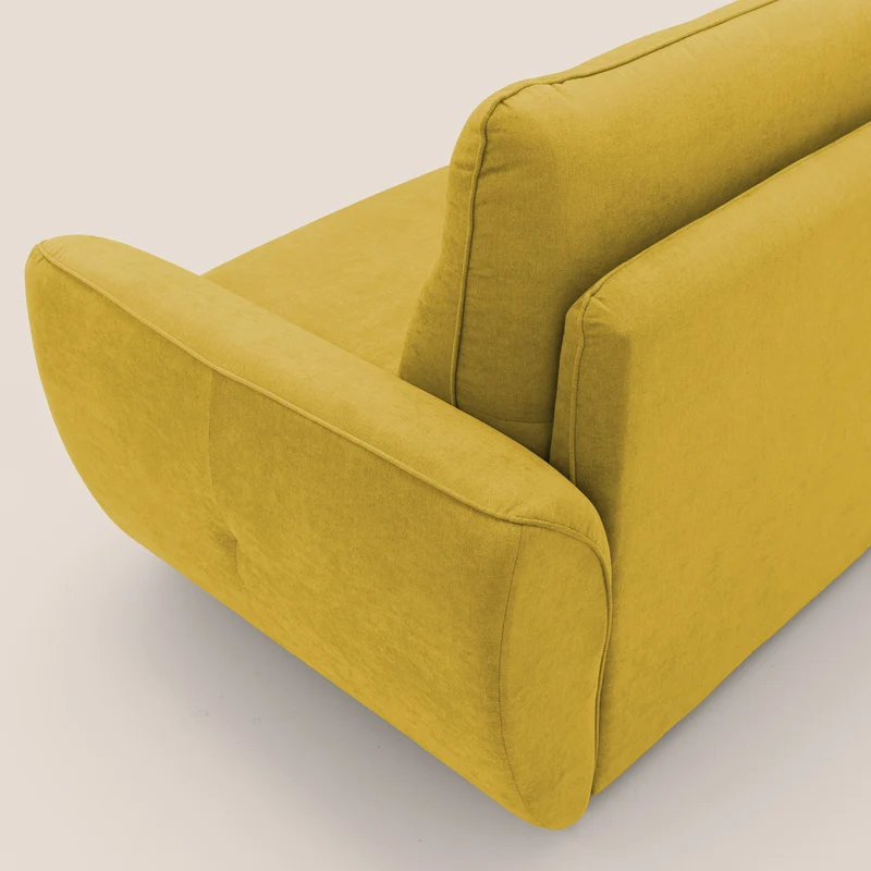 Zeus Canapé convertible scandinave avec dossier haut et matelas H18 cm en tissu imperméable T02 jaune