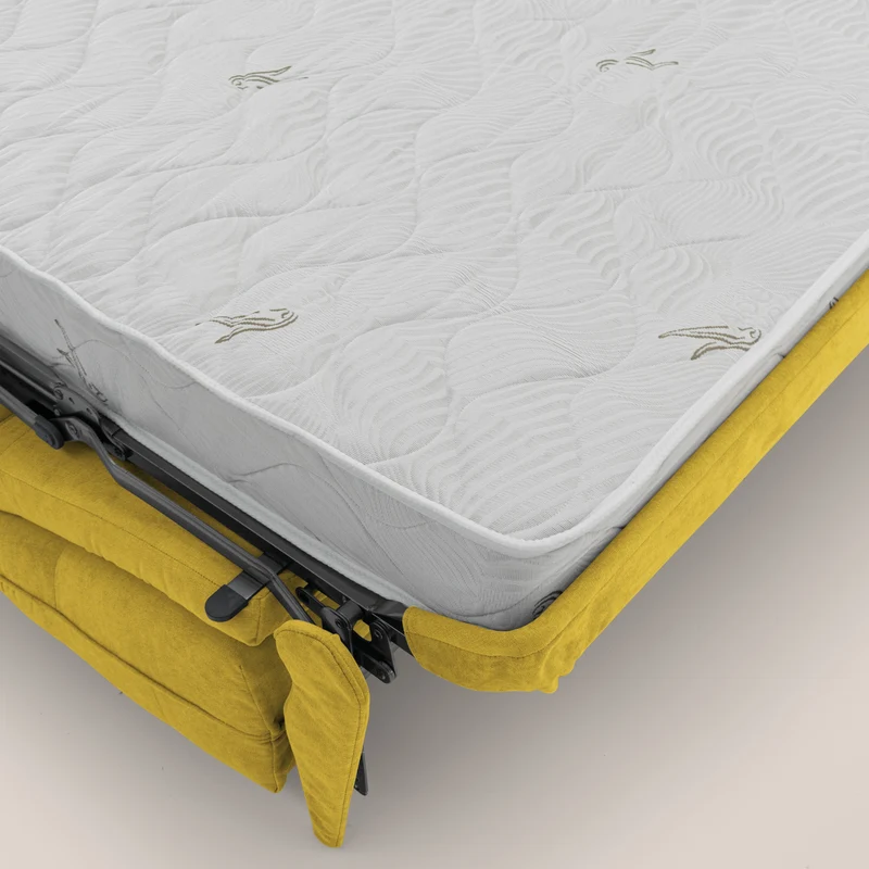 Zeus Canapé convertible scandinave avec dossier haut et matelas H18 cm en tissu imperméable T02 jaune