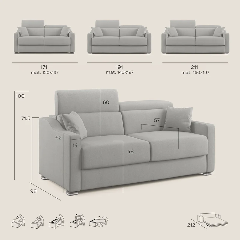 Amber canapé convertible en tissu détachable T05 rouge