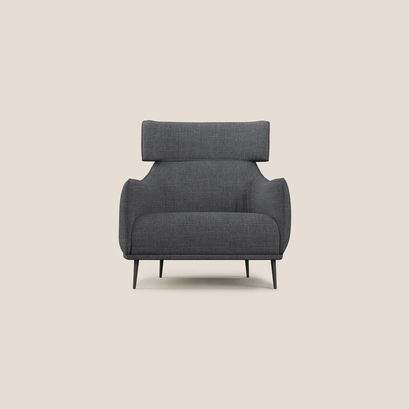Zelda Fauteuil au design moderne en tissu doux et imperméable T06 anthracite