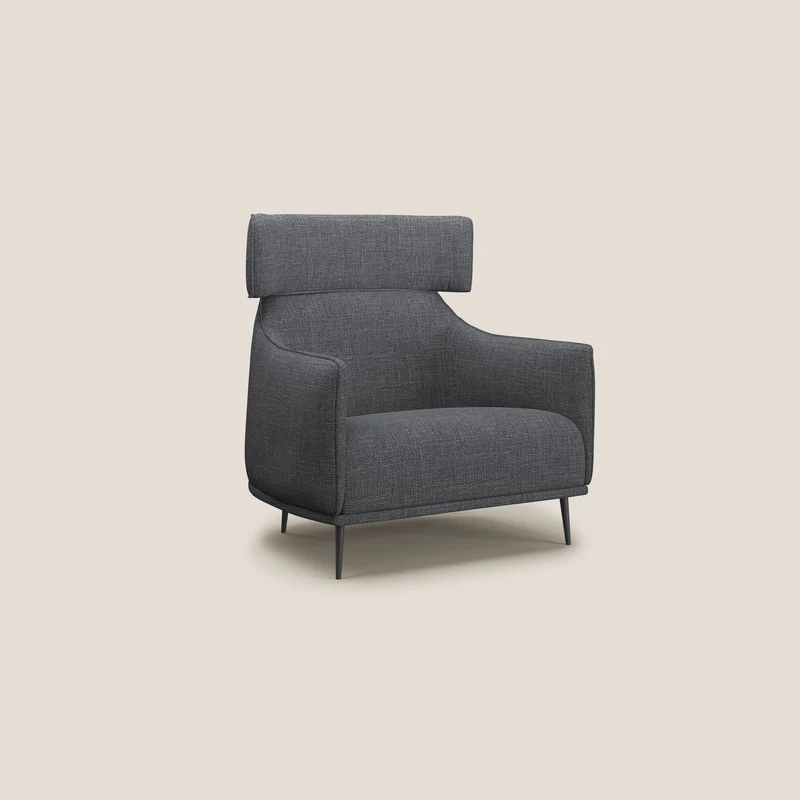 Zelda Fauteuil au design moderne en tissu doux et imperméable T06 anthracite