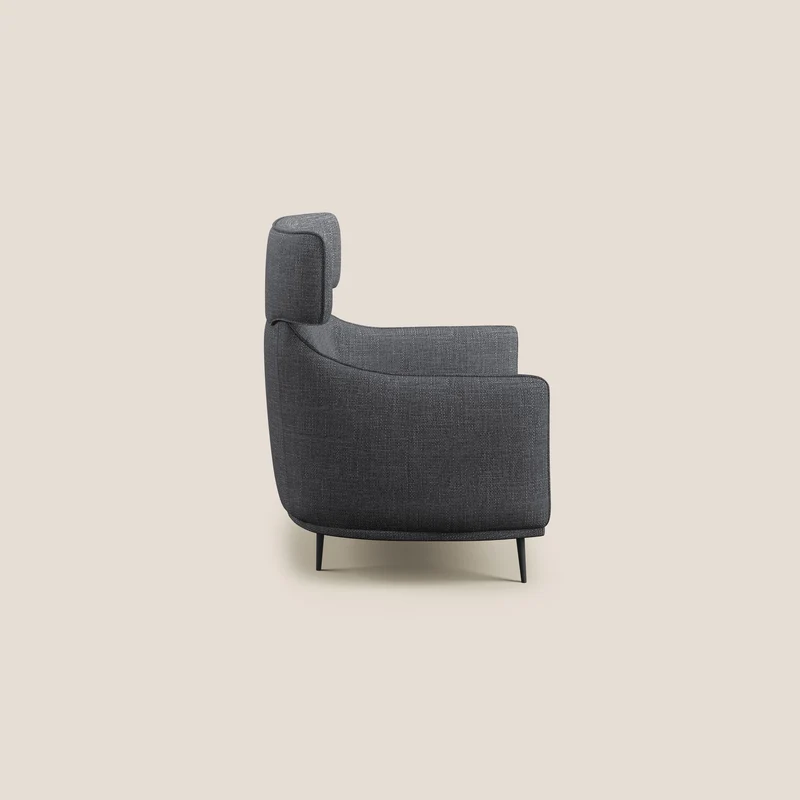 Zelda Fauteuil au design moderne en tissu doux et imperméable T06 anthracite