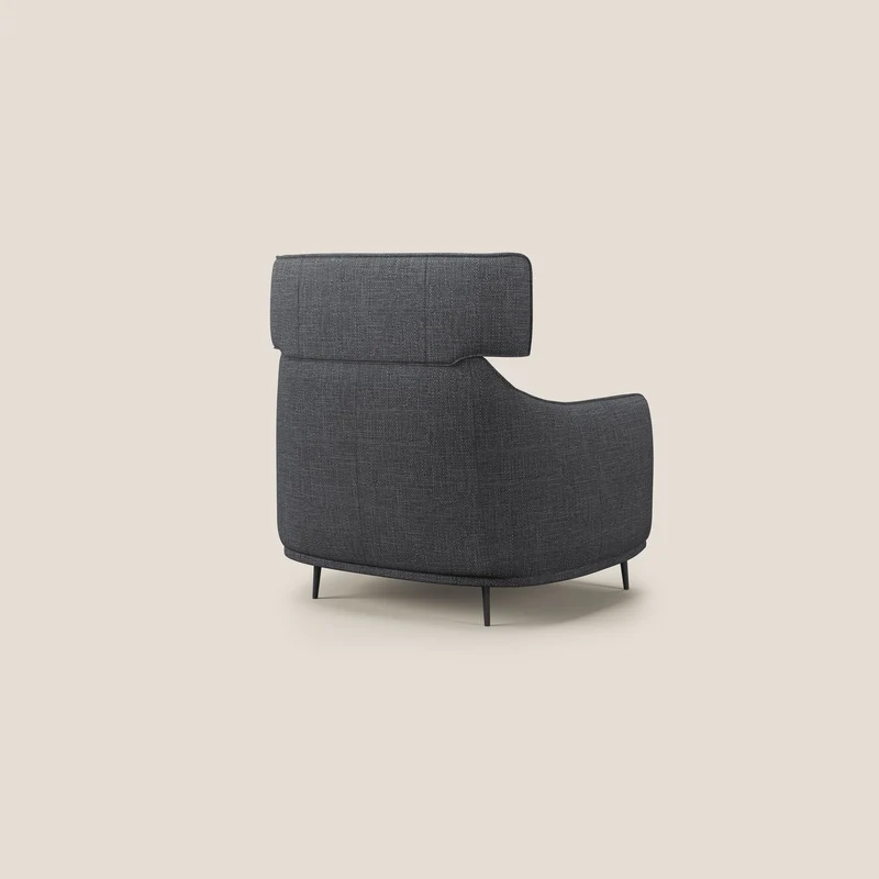 Zelda Fauteuil au design moderne en tissu doux et imperméable T06 anthracite