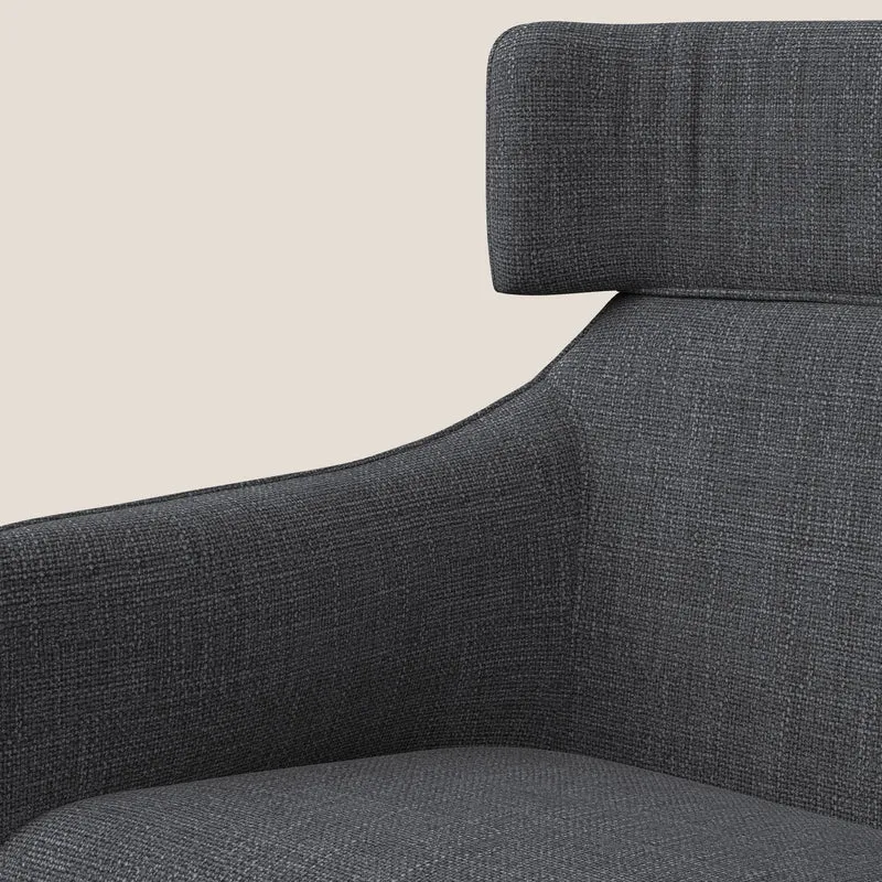 Zelda Fauteuil au design moderne en tissu doux et imperméable T06 anthracite