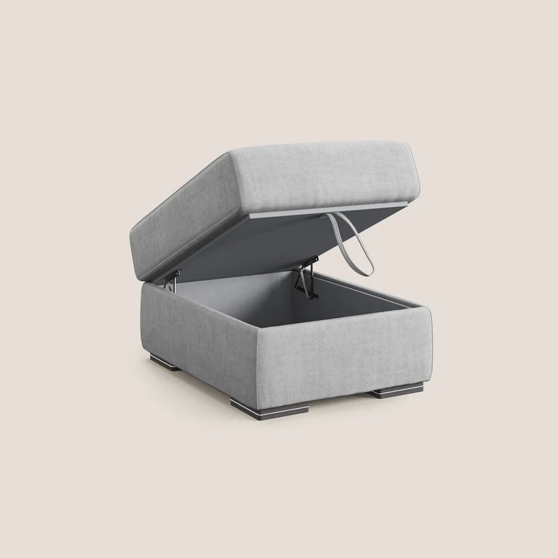 Sun pouf coffre en tissu imperméable T02 gris clair
