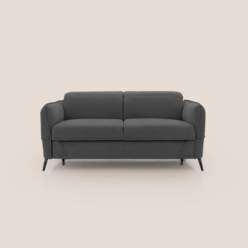 Bloom canapé avec repose-pieds extractible pieds hauts et têtières réglables en bouclette imperméable T07 anthracite