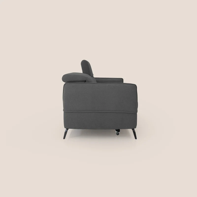 Bloom canapé avec repose-pieds extractible pieds hauts et têtières réglables en bouclette imperméable T07 anthracite