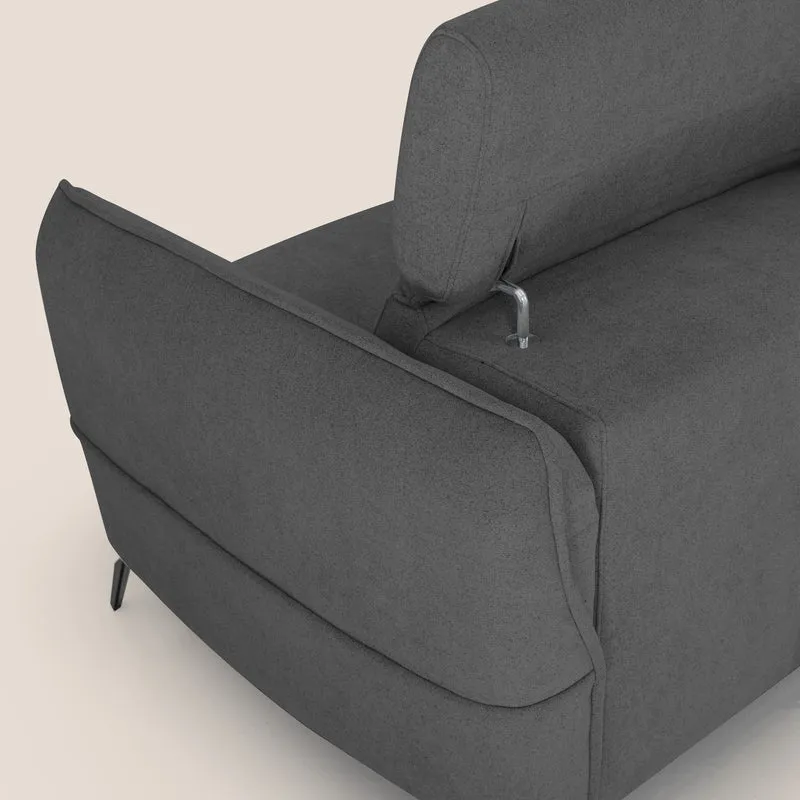 Bloom canapé avec repose-pieds extractible pieds hauts et têtières réglables en bouclette imperméable T07 anthracite