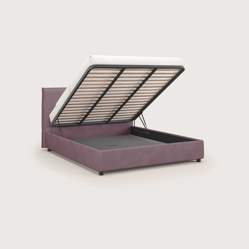 Nina lit coffre au design minimaliste en microfibre détachable effet cuir T15 rose
