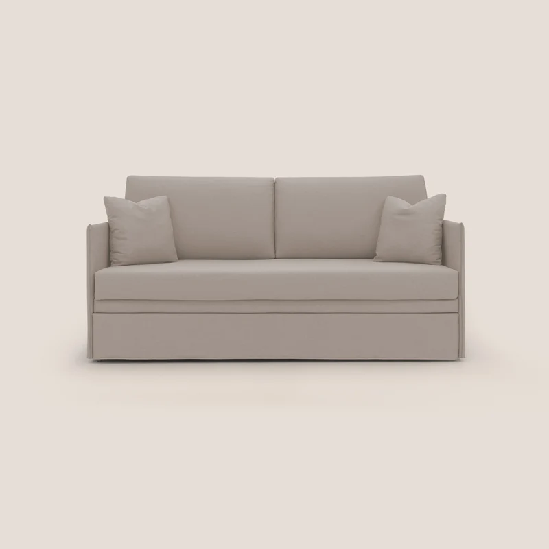 Tortona Canapé duplex avec lits jumeaux et tissu effet coton imperméable T13 crème