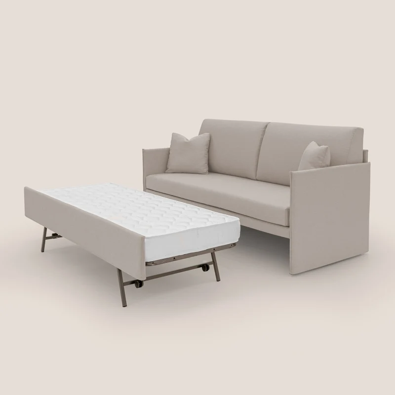 Tortona Canapé duplex avec lits jumeaux et tissu effet coton imperméable T13 crème