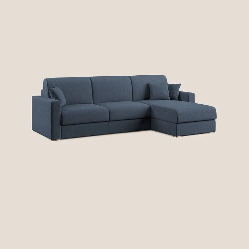 Best canapé-lit d’angle avec méridienne en tissu détachable QuickClean T08 bleu