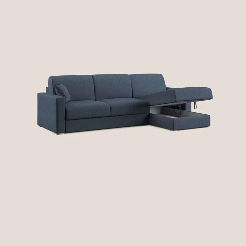 Best canapé-lit d’angle avec méridienne en tissu détachable QuickClean T08 bleu