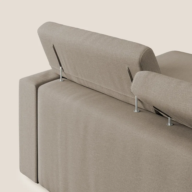 Dylan canapé d'angle avec méridienne et pouf extractible en tissu imperméable T13 beige
