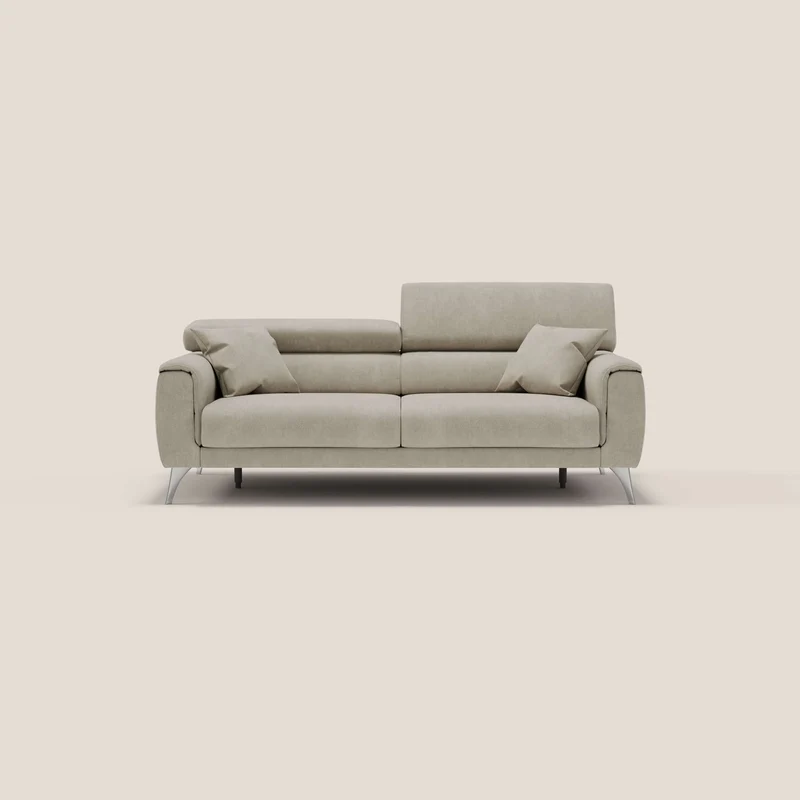 Caravaggio Canapé avec assises extensibles et têtières réglables en tissu imperméable T02 crème