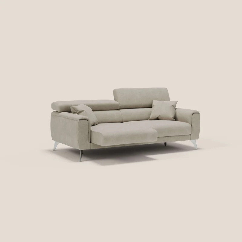 Caravaggio Canapé avec assises extensibles et têtières réglables en tissu imperméable T02 crème