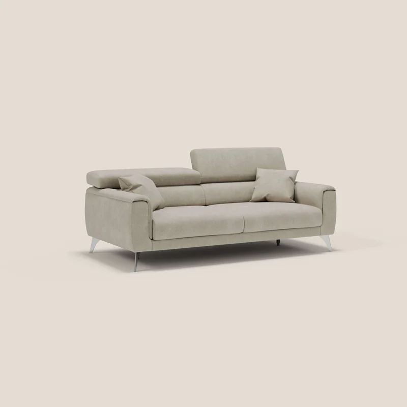 Caravaggio Canapé avec assises extensibles et têtières réglables en tissu imperméable T02 crème