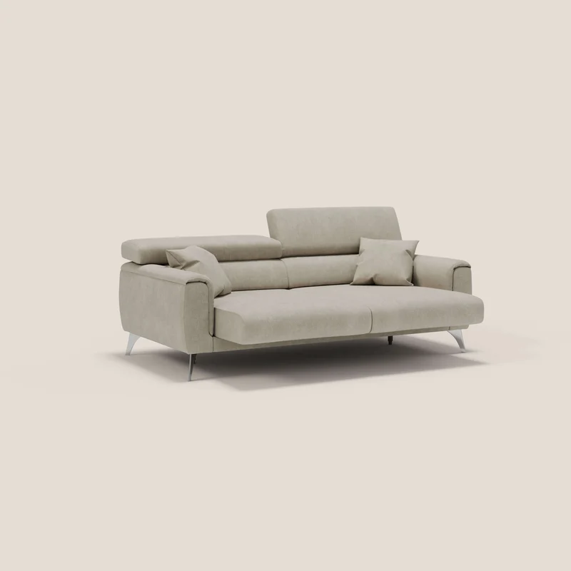Caravaggio Canapé avec assises extensibles et têtières réglables en tissu imperméable T02 crème