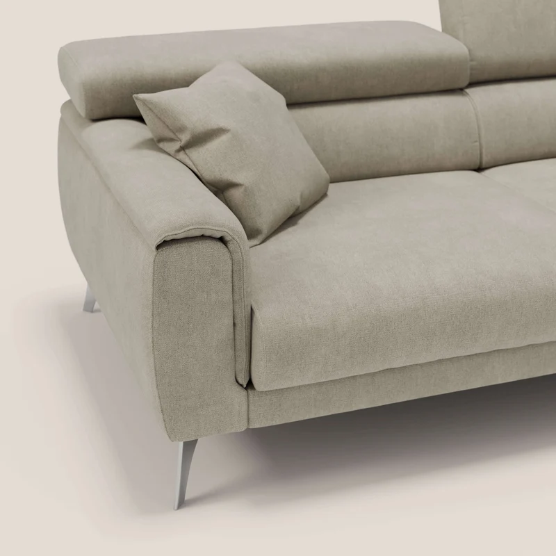 Caravaggio Canapé avec assises extensibles et têtières réglables en tissu imperméable T02 crème