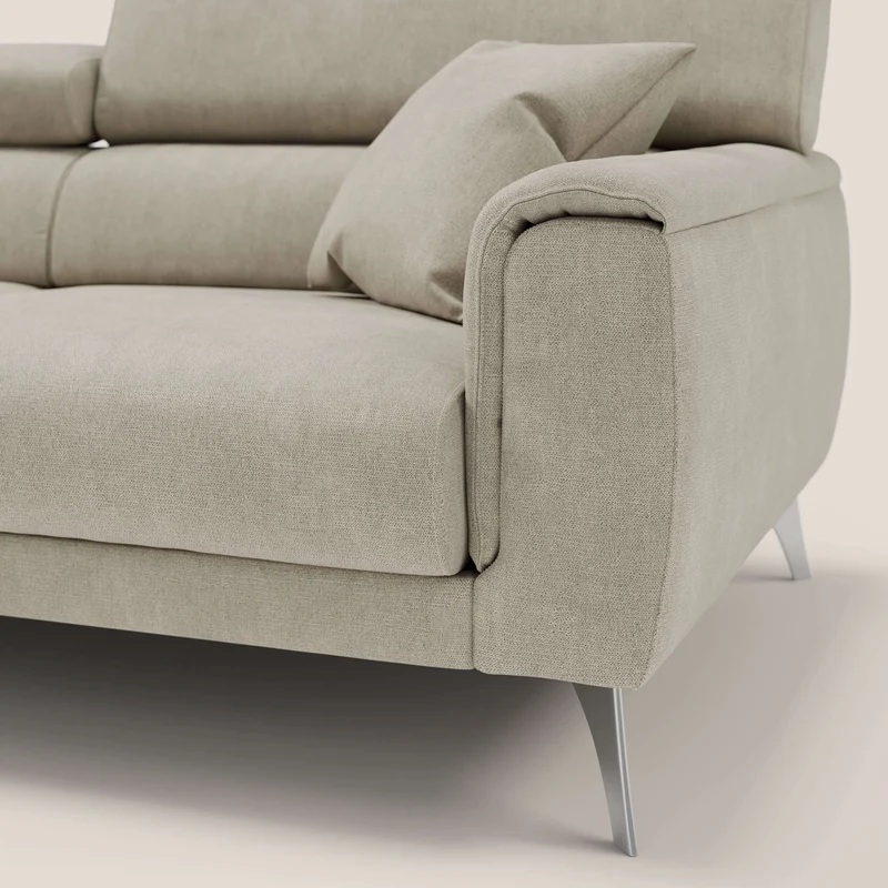 Caravaggio Canapé avec assises extensibles et têtières réglables en tissu imperméable T02 crème