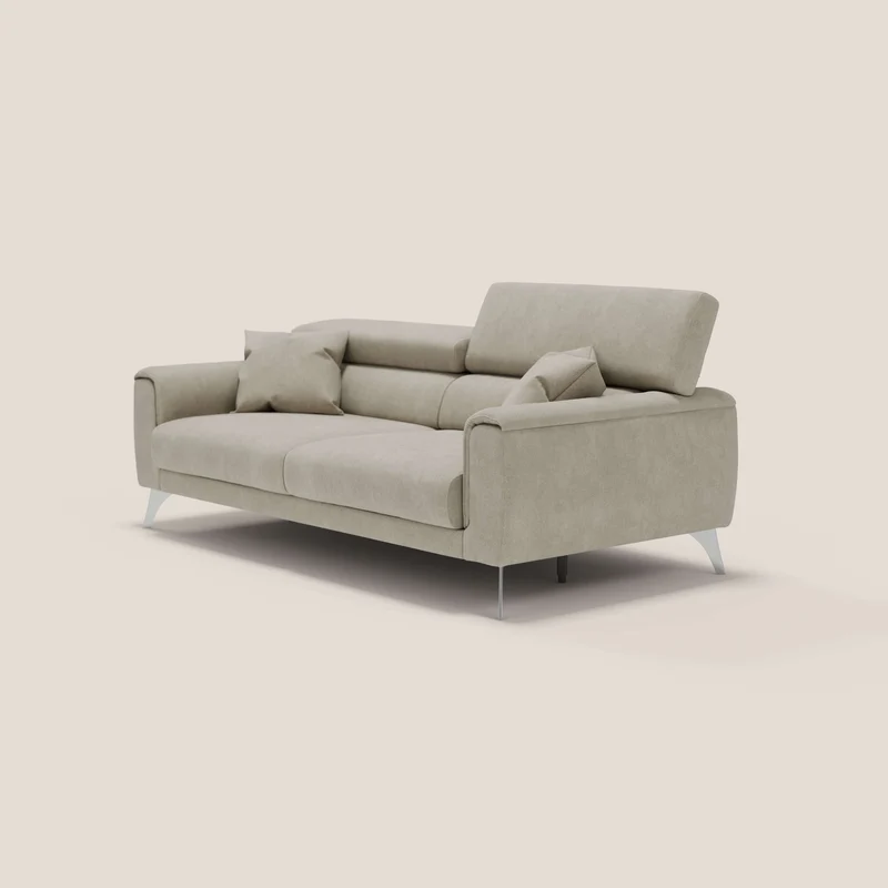 Caravaggio Canapé avec assises extensibles et têtières réglables en tissu imperméable T02 crème