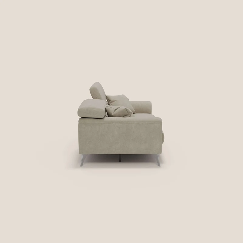 Caravaggio Canapé avec assises extensibles et têtières réglables en tissu imperméable T02 crème