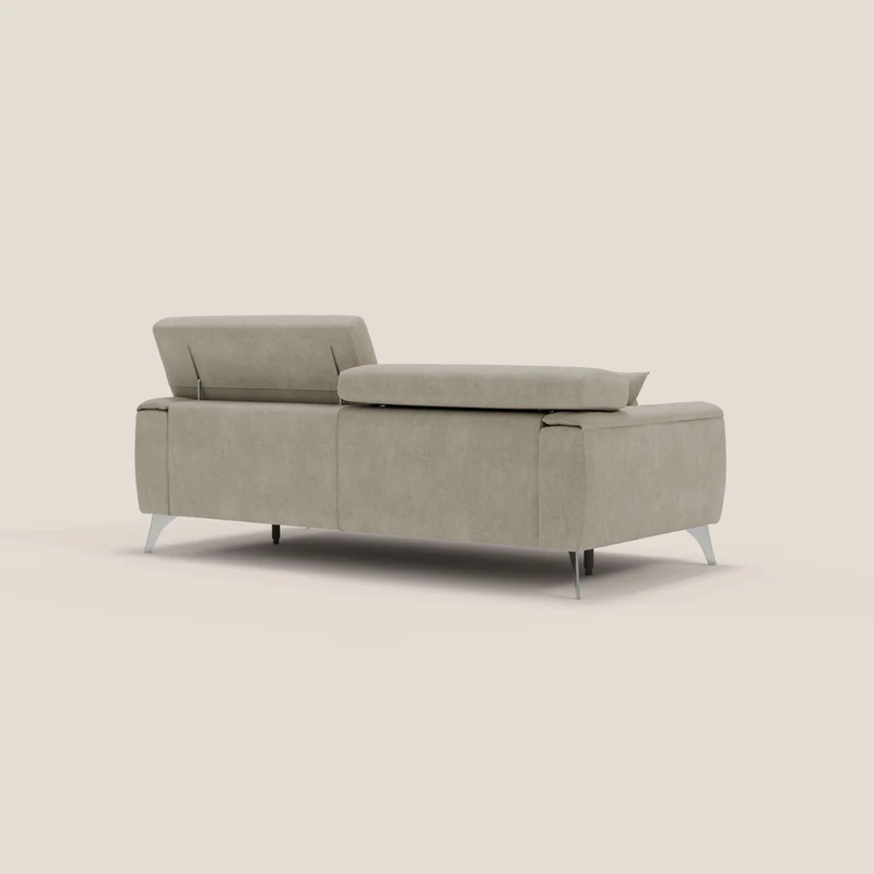 Caravaggio Canapé avec assises extensibles et têtières réglables en tissu imperméable T02 crème