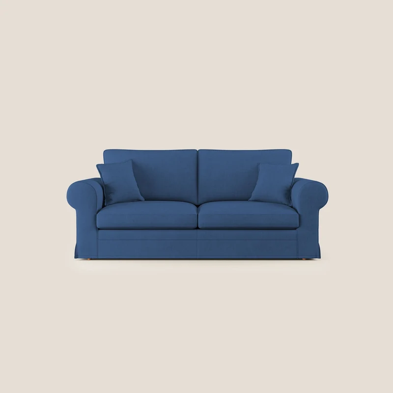 Lady canapé classique en plume d'oie réalisé avec un tissu imperméable T02 bleu