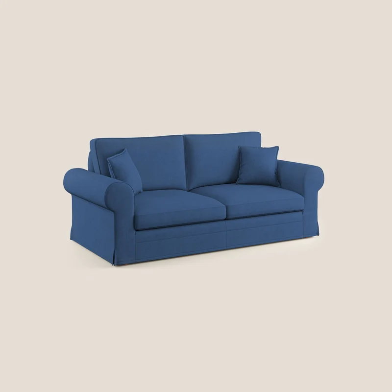 Lady canapé classique en plume d'oie réalisé avec un tissu imperméable T02 bleu