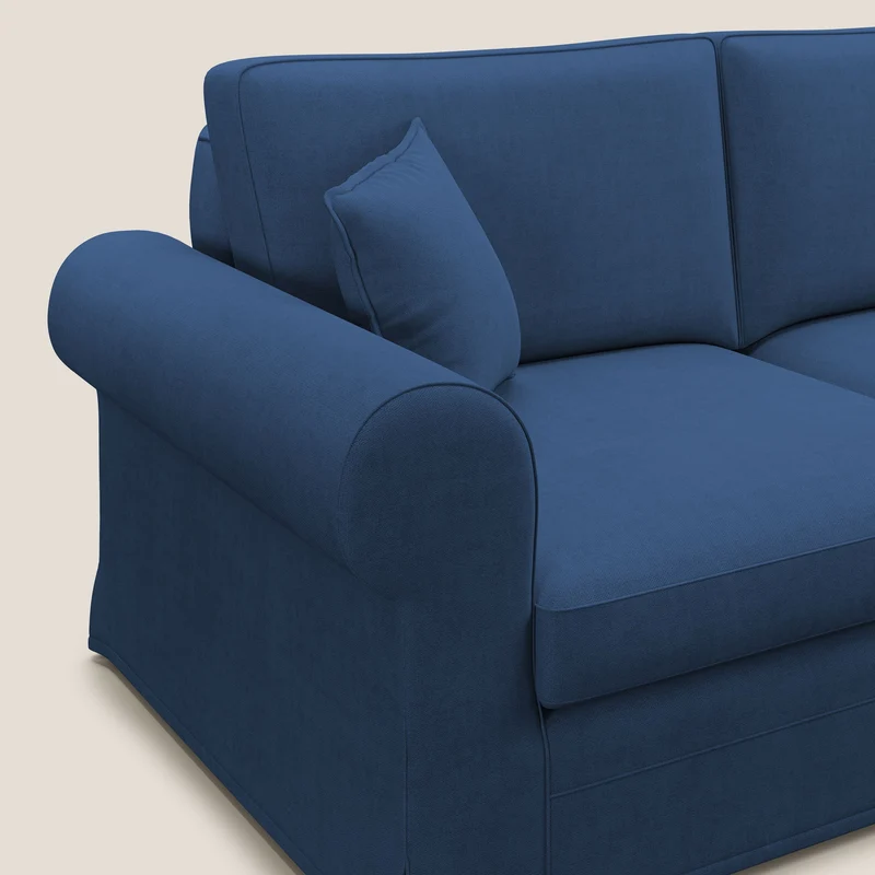 Lady canapé classique en plume d'oie réalisé avec un tissu imperméable T02 bleu
