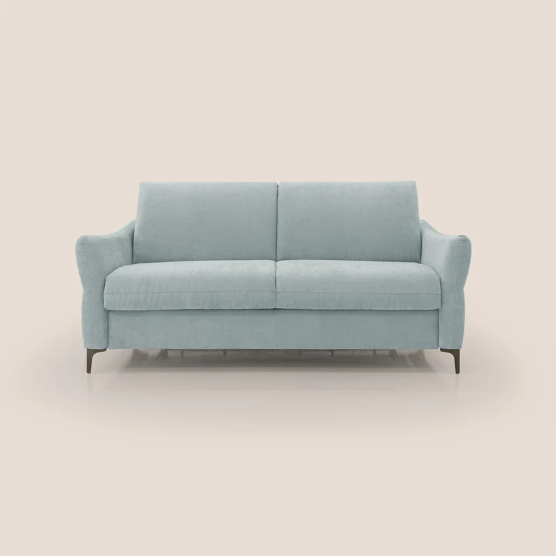 Dalia canapé convertible avec matelas H 18cm et pieds hauts en tissu détachable raffiné T17 vert d'eau