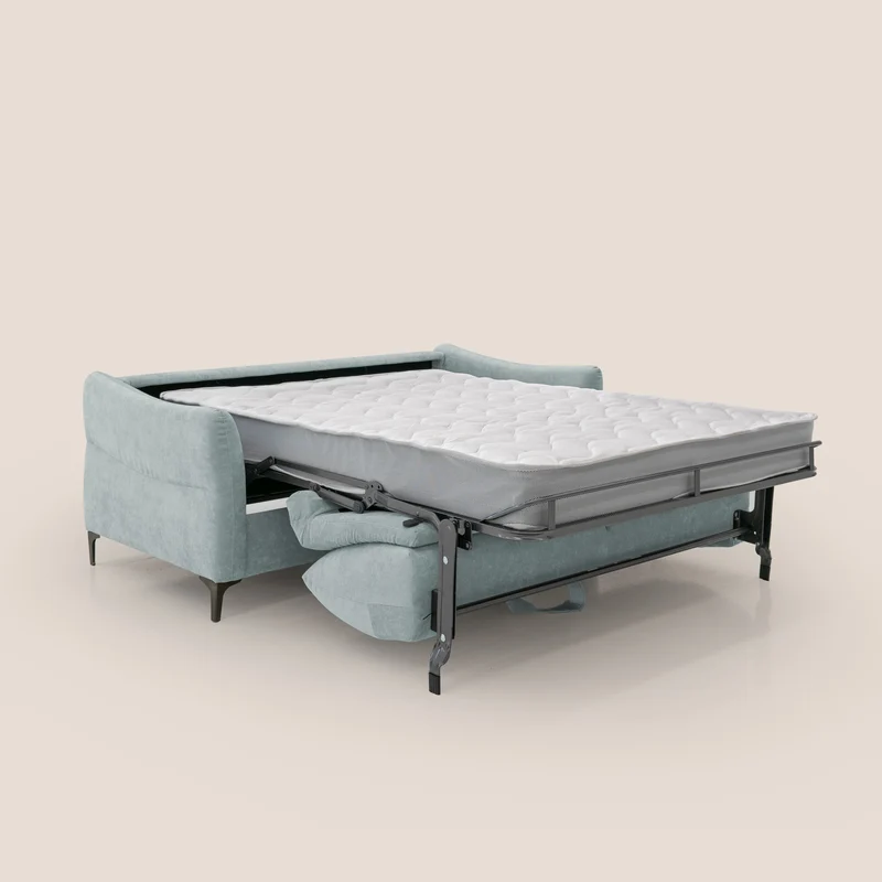 Dalia canapé convertible avec matelas H 18cm et pieds hauts en tissu détachable raffiné T17 vert d'eau