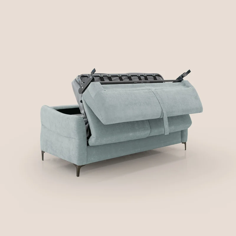 Dalia canapé convertible avec matelas H 18cm et pieds hauts en tissu détachable raffiné T17 vert d'eau