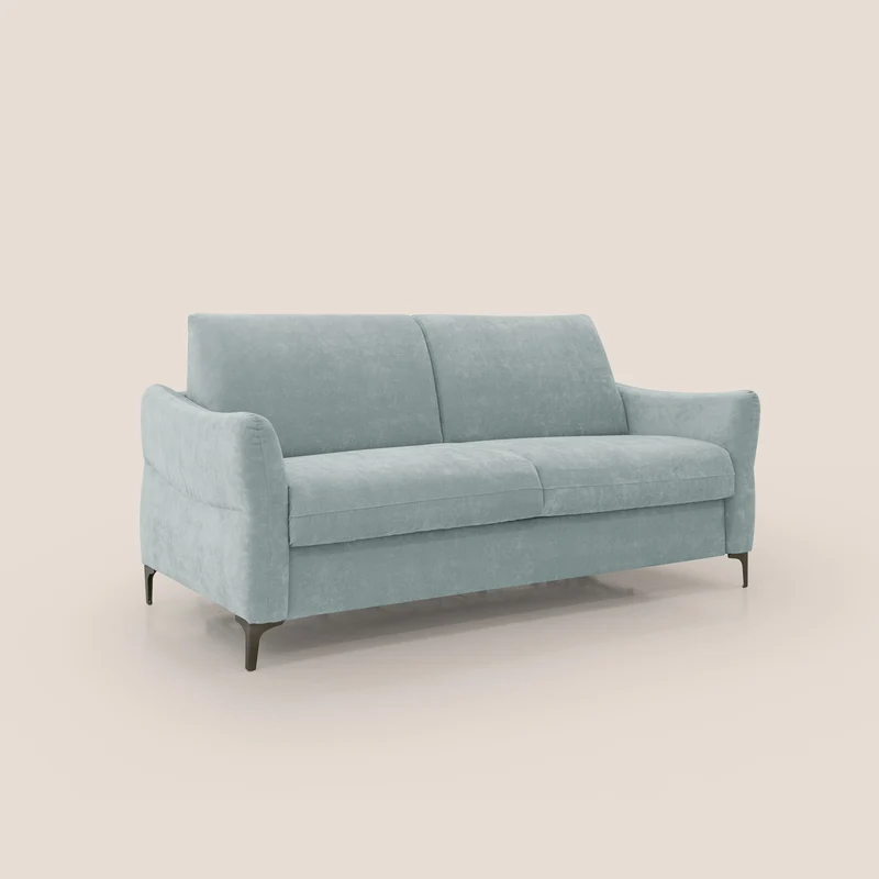 Dalia canapé convertible avec matelas H 18cm et pieds hauts en tissu détachable raffiné T17 vert d'eau