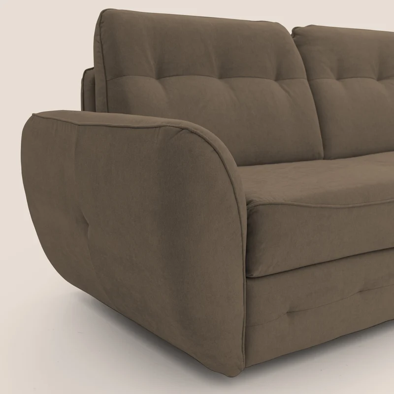 Zeus Canapé convertible scandinave avec dossier haut et matelas H18 cm en tissu imperméable T02 marron